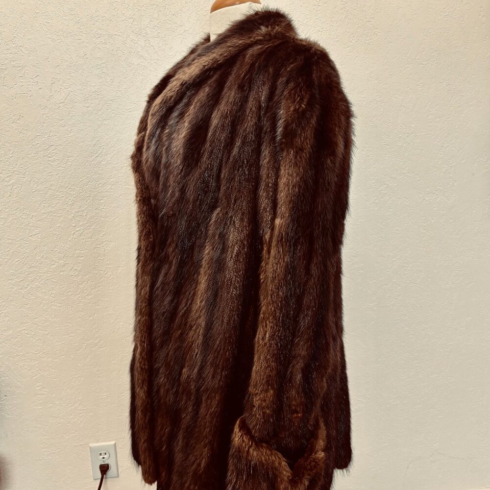 Vintage 60s mink coat Womens XL Real fur Pockets fully lined 1960s classic coat - Picture 5 of 9